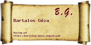 Bartalos Géza névjegykártya